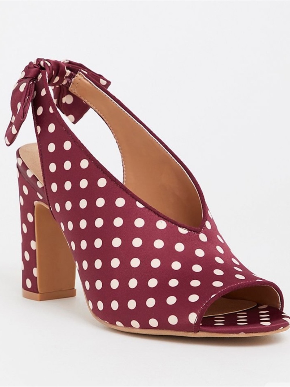 Torrid Wine Polka Dot Peep-Toe Block Heel Slingback